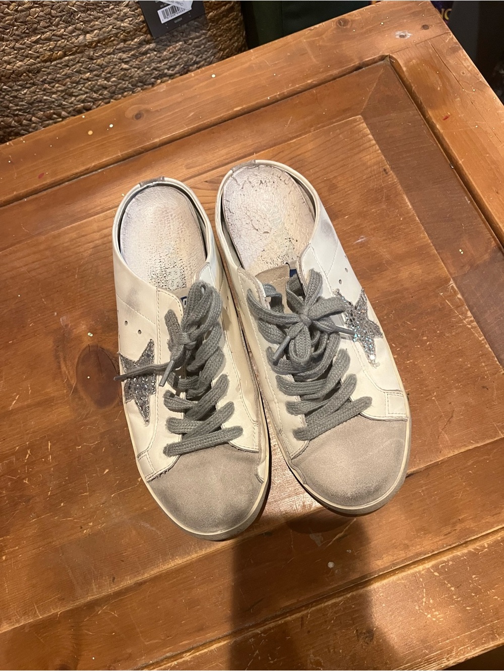 Golden Goose White Sneakers with Silver Glitter Star - Picture 4 of 5